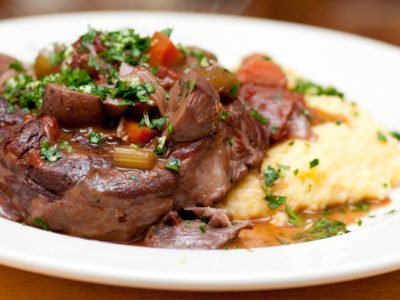 Osso bucco, purée et petits légumes